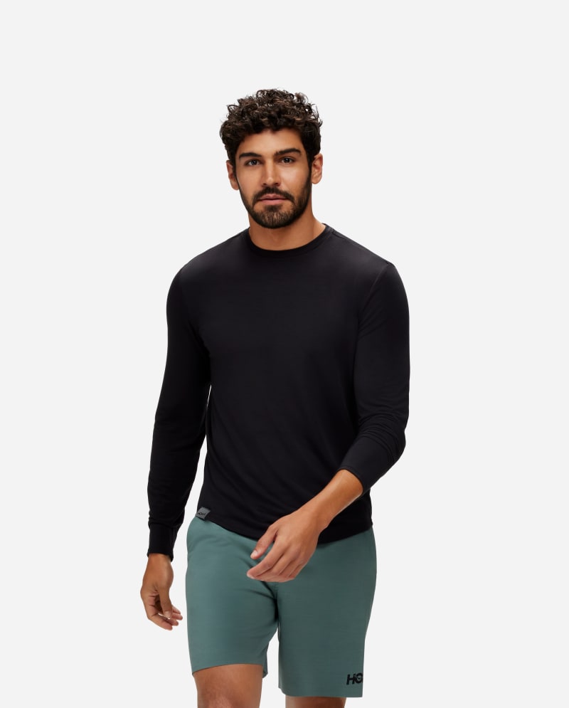 HOKA T-shirt Essential a manica lunga per Uomo in Black Taglia S | T-Shirts A Maniche Lunghe