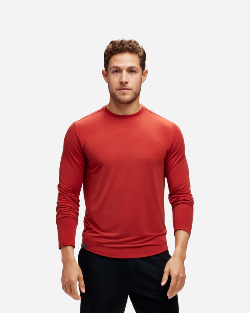 HOKA Men's Essential Long-Sleeve T-Shirt in Rust, Size XL