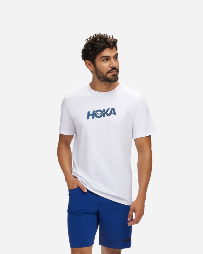 HOKA Graphic T-shirt met korte mouwen voor Heren in White, maat M | Shirts Met Korte Mouwen