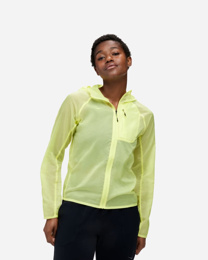 hoka veste skyflow pour femme en citrus glow taille m | vestes