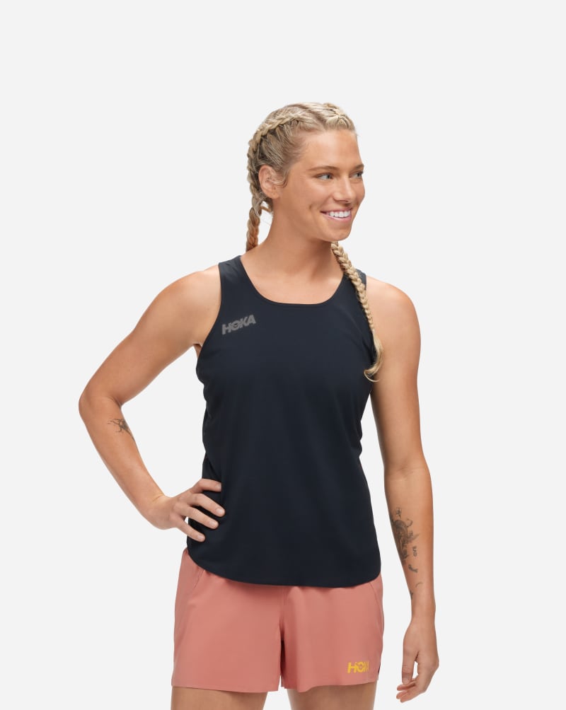 HOKA Women's Tank in Black, Size XXL