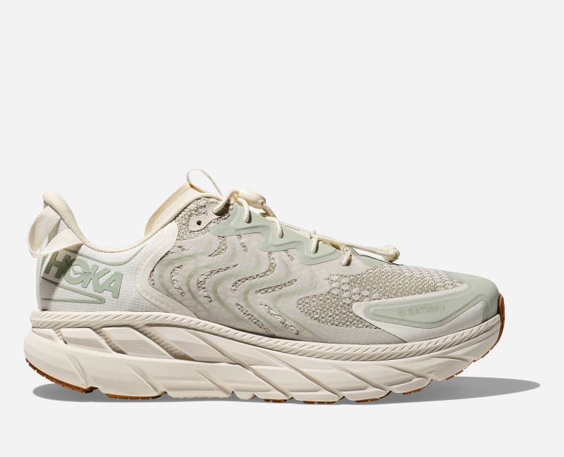 HOKA Clifton LS Satisfy Running Shoes in Celadon Tint/Whisper White, Size 36
