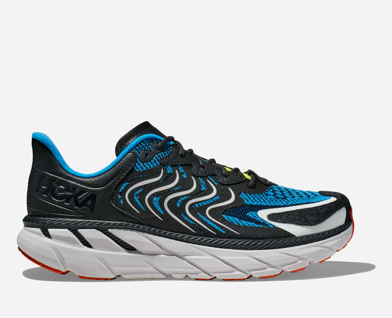 HOKA Clifton LS Walking Shoes in Black/Diva Blue, Size 8