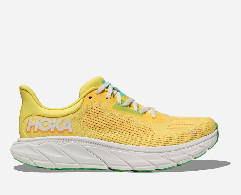 HOKA Men's Arahi 7 Road Running Shoes in Lemonade/Solar Flare, Size 12.5