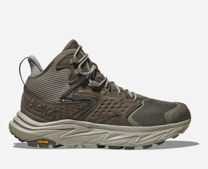 HOKA Men's Anacapa 2 Mid Gore-Tex Hiking Hiking Shoes in Slate Grey/Barley, Size 43 1/3