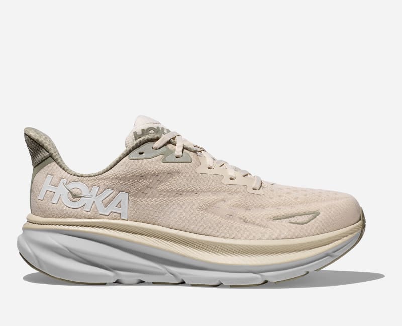 HOKA Men's Clifton 9 Road Running Shoes in Oat Milk/Barley, Size 15.5