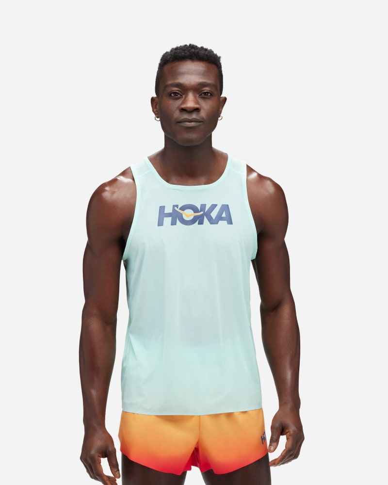 hoka débardeur de running airolite pour homme en cloudless/marathon taille xl | t-shirts à manches courtes