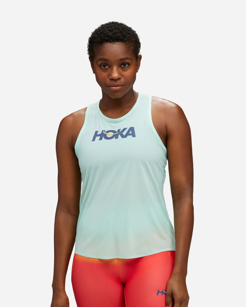 HOKA Women's Airolite Run Tank in Cloudless/Marathon, Size Large