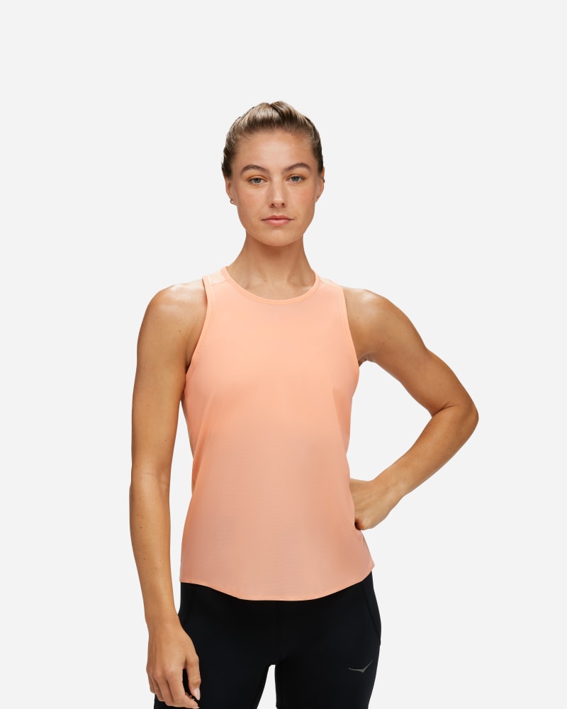 HOKA Women's Airolite Run Tank in Papaya, Size Medium