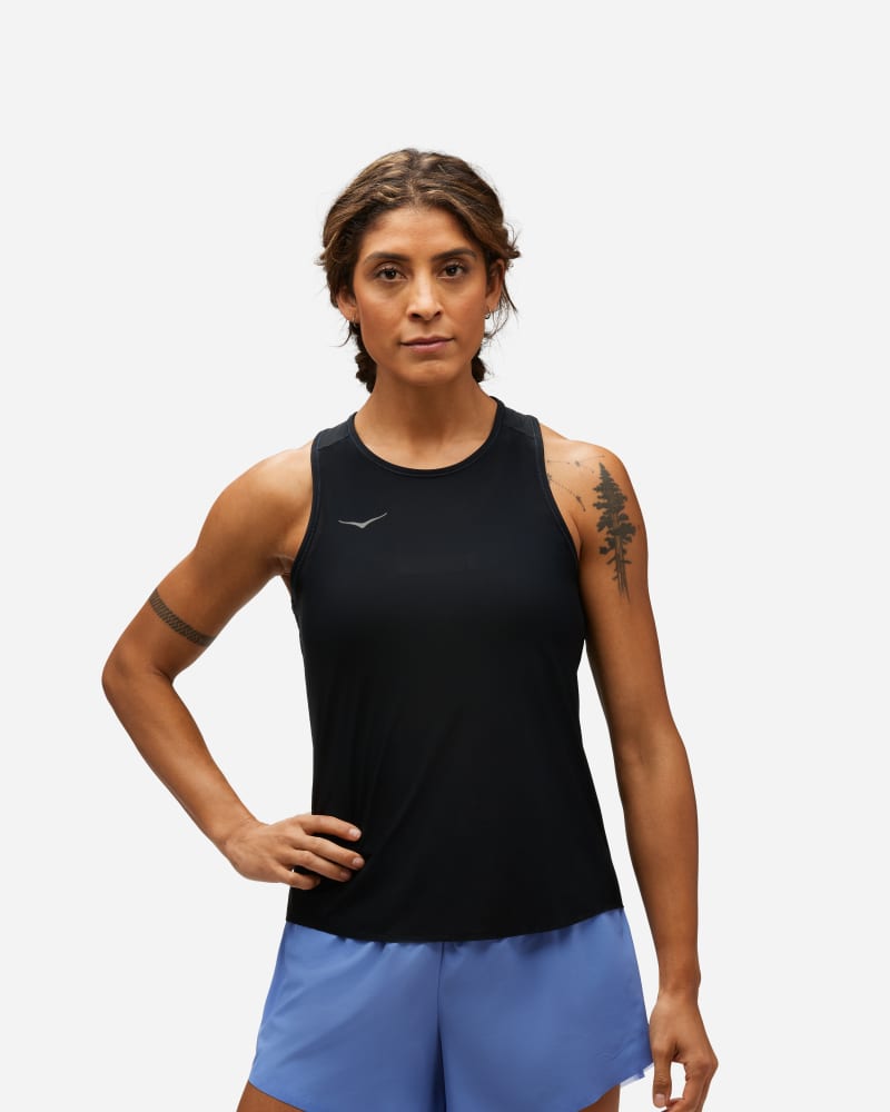 HOKA Women's Airolite Run Tank in Black, Size XS