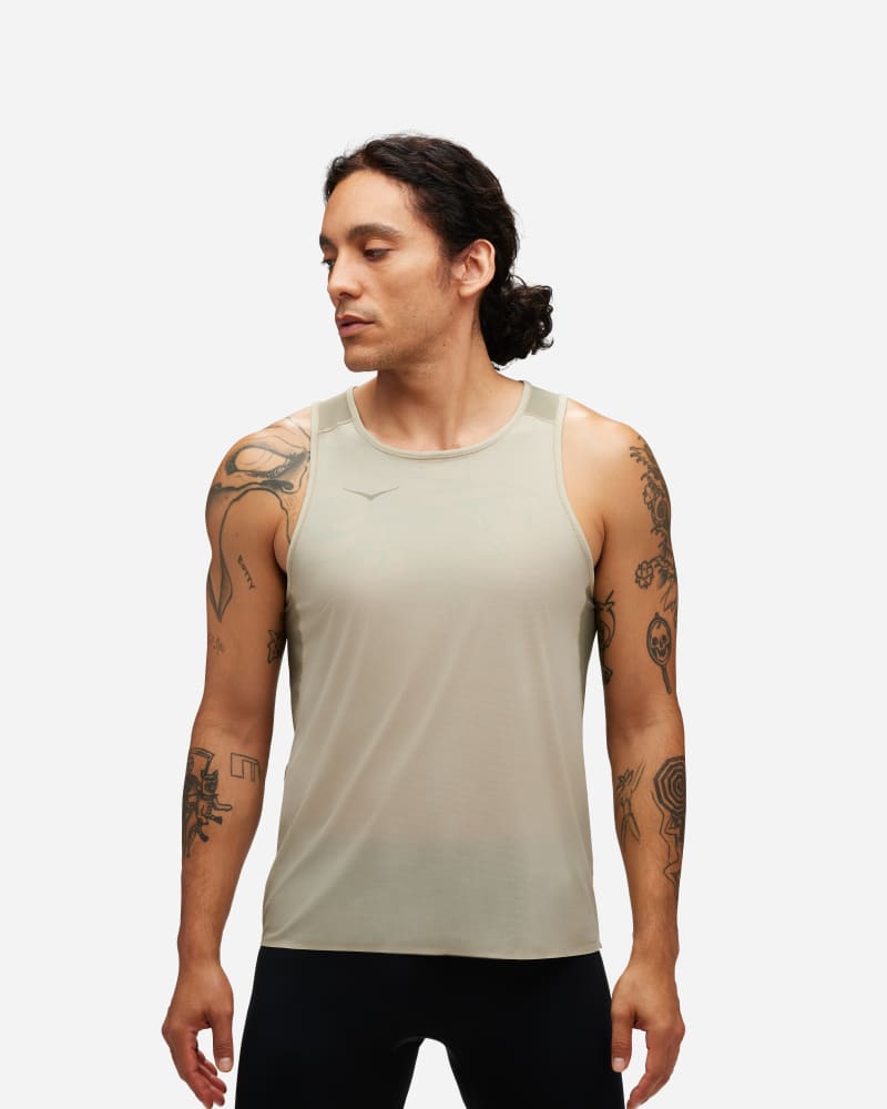 HOKA Men's Airolite Run Tank in Barley, Size XXL