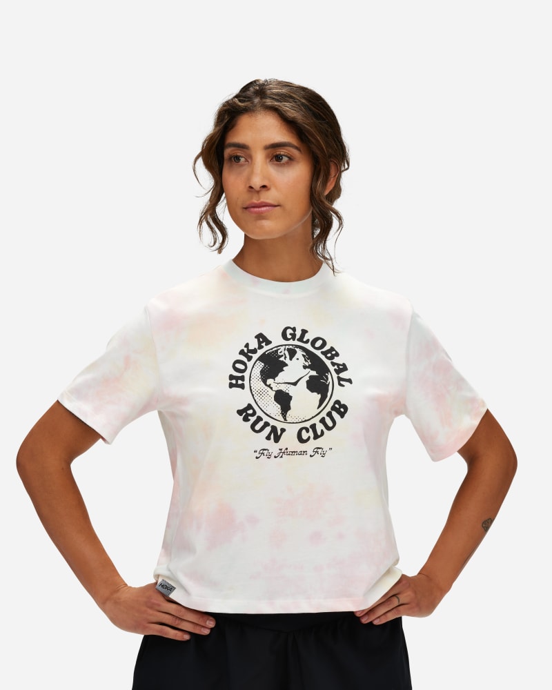 HOKA Women's Graphic Short-Sleeve Print in Multi/Dye, Size Small