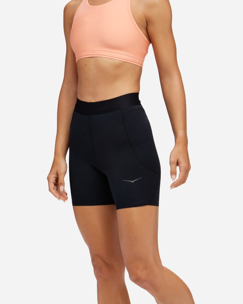HOKA Women's Novafly 6'' Knit Short Shoes in Black, Size XL
