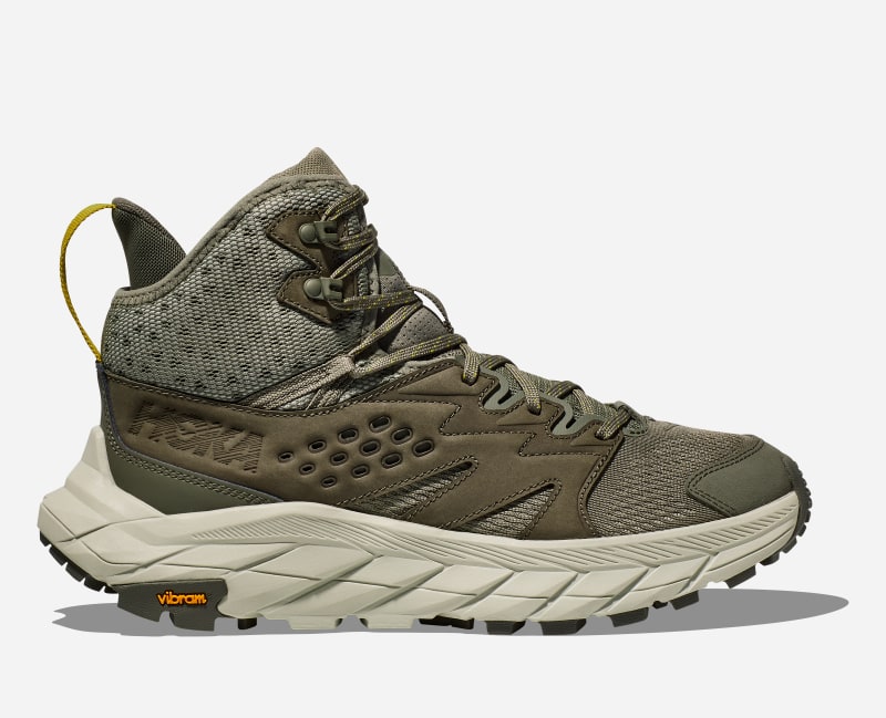 HOKA Men's Anacapa Breeze Mid Hiking Hiking Shoes in Olive Haze/Celadon Tint, Size 40 2/3