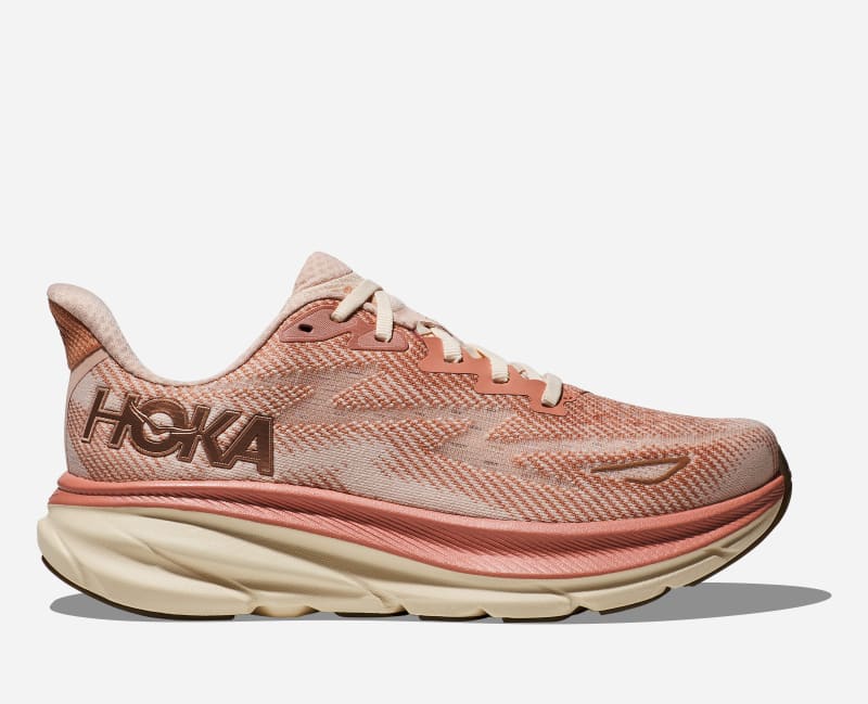 HOKA Women's Clifton 9 Shoes in Sandstone/Cream, Size 41 1/3