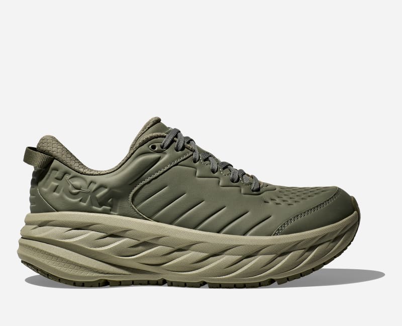 HOKA Men's Bondi Sr Shoes in Olive Haze/Barley, Size 48