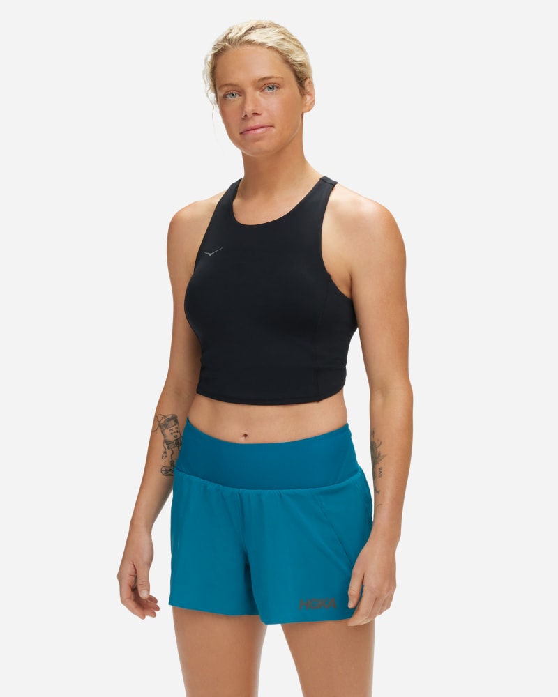 HOKA Women's Elaro Crop Bra in Black, Size XXL