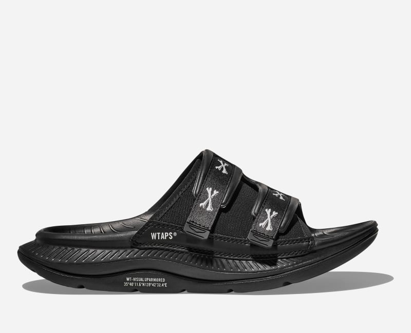 HOKA Ora Luxe WTAPS Lifestyle Shoes in Jet Black/White, Size M5.5/ W6.5