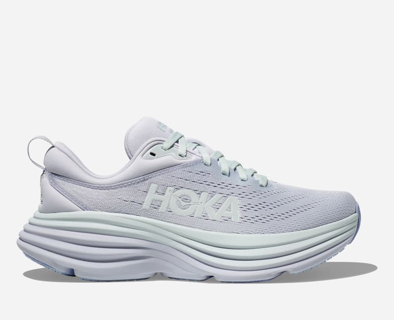 HOKA Women's Bondi 8 Road Running Shoes in Ether/Illusion, Size 3.5