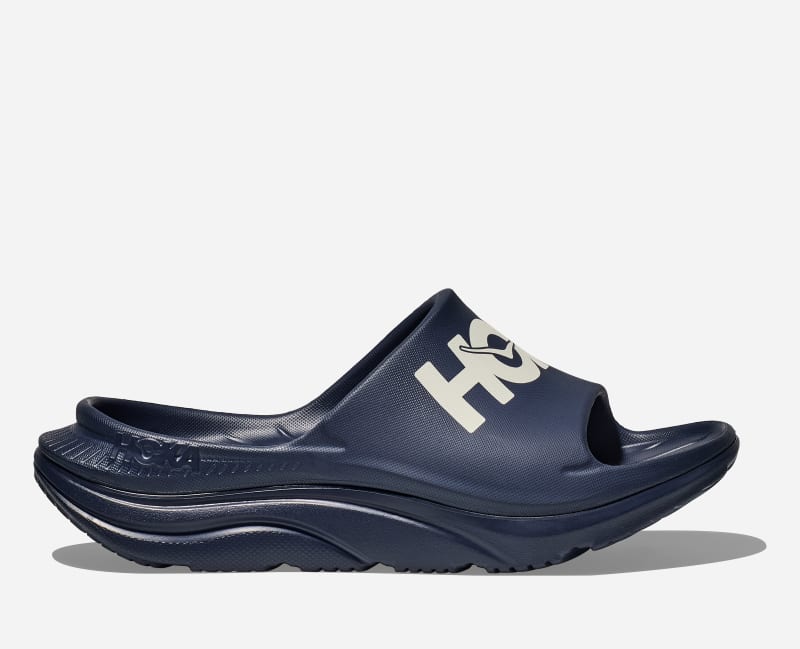 HOKA Ora Athletic Slide Schuhe in Varsity Navy/White Größe M45 1/3/ W46 2/3 | Freizeit