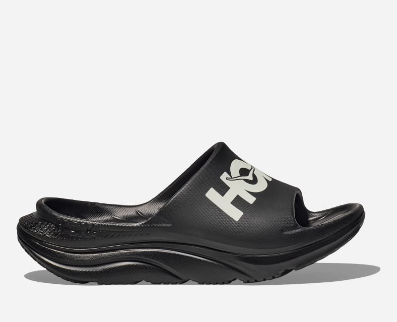 HOKA Ora Athletic Slide in Black/White, Size M45 1/3/ W46 2/3