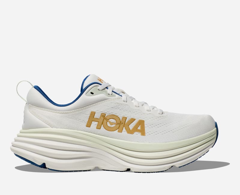 HOKA Bondi 8 Schuhe für Herren in Frost/Gold Größe 46 | Straße