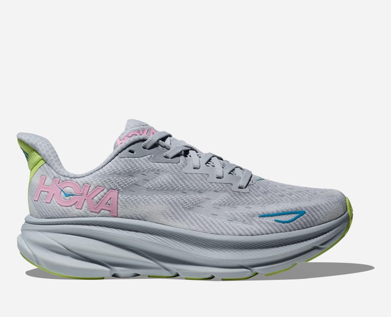 HOKA Women's Clifton 9 Road Running Shoes in Gull/Sea Ice, Size 8