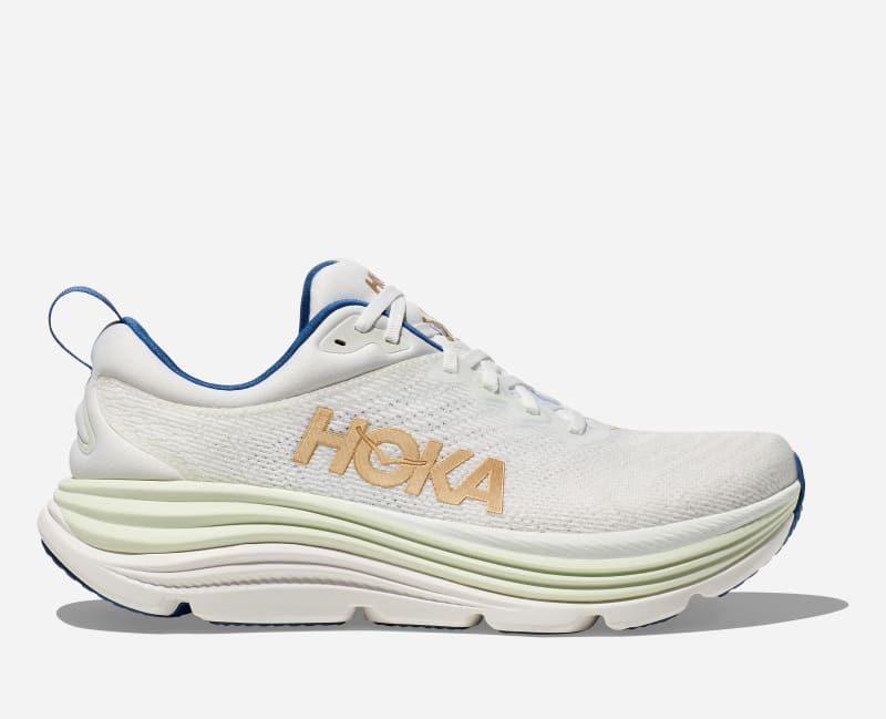 HOKA Men's Gaviota 5 Road Running Shoes in Frost/Gold, Size 7