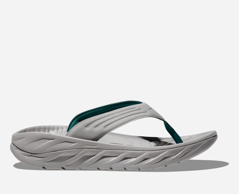 HOKA Men's Ora Recovery Flip 2 in Stellar Grey/Oceanic, Size 12.5