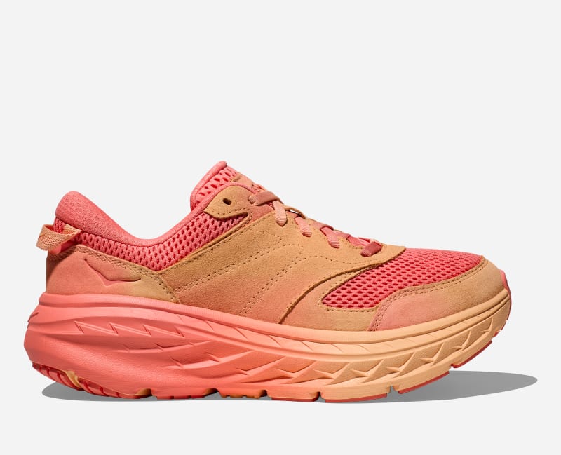 HOKA Vibrant Bloom Bondi L Lifestyle Shoes in Cantaloupe/Electric Coral, Size 8
