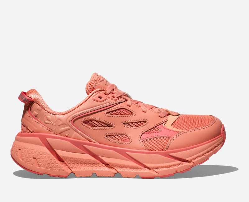 HOKA Women's Clifton L Running Shoes in Guava/Electric Coral, Size 42 2/3
