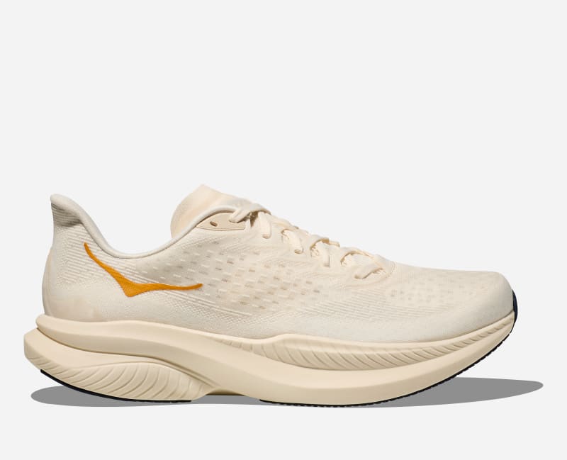 HOKA Men's Mach 6 Road Running Shoes in Alabaster/Oat Milk, Size 7