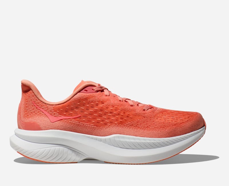 HOKA Women's Mach 6 Road Running Shoes in Guava/White, Size 4