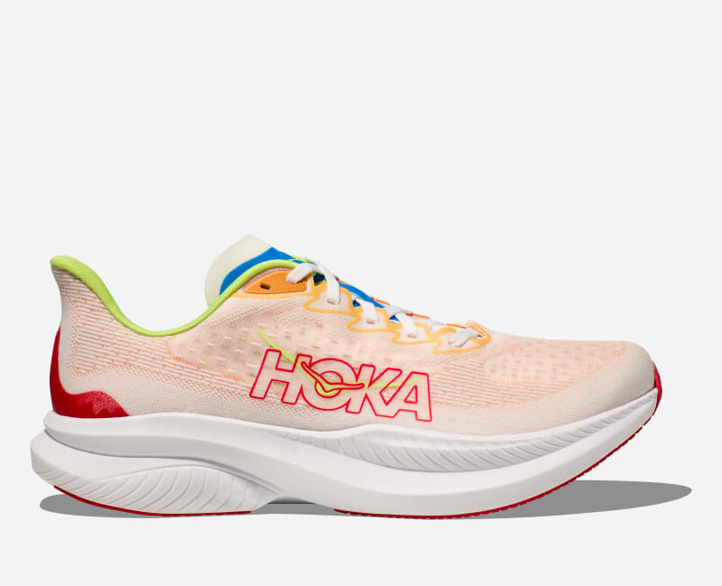 HOKA Mach 6 løpesko i farger hvit/solar flare, størrelse: 47 1/3