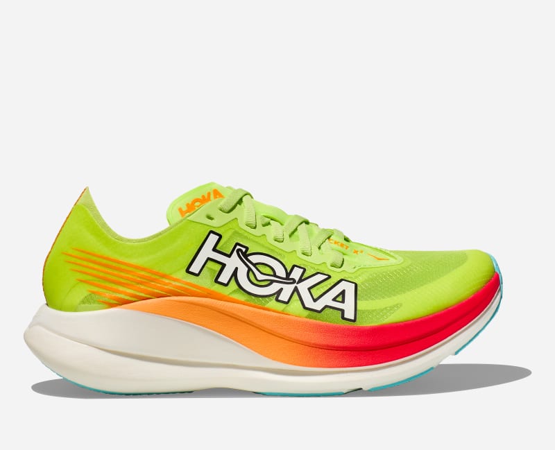 HOKA Rocket X 2 løpesko i farger lettuce/solar flare, størrelse: 39 1/3