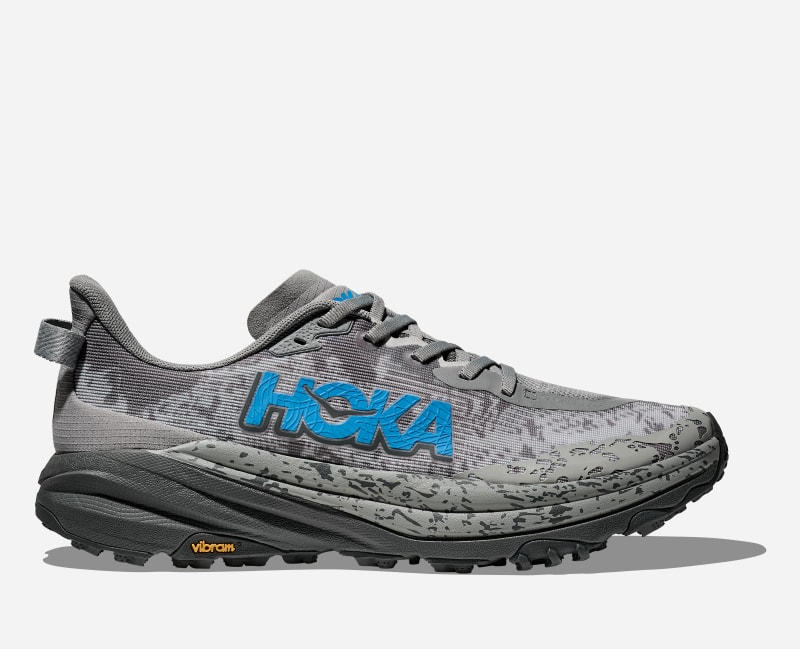 HOKA Men's Speedgoat 6 Trail Shoes in Galactic Grey/Hoka Blue, Size 9 W