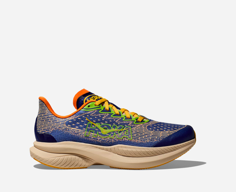 HOKA Mach 6 Schuhe für Kinder in Ultramarine/Electric Tangerine Größe 36 | Straße