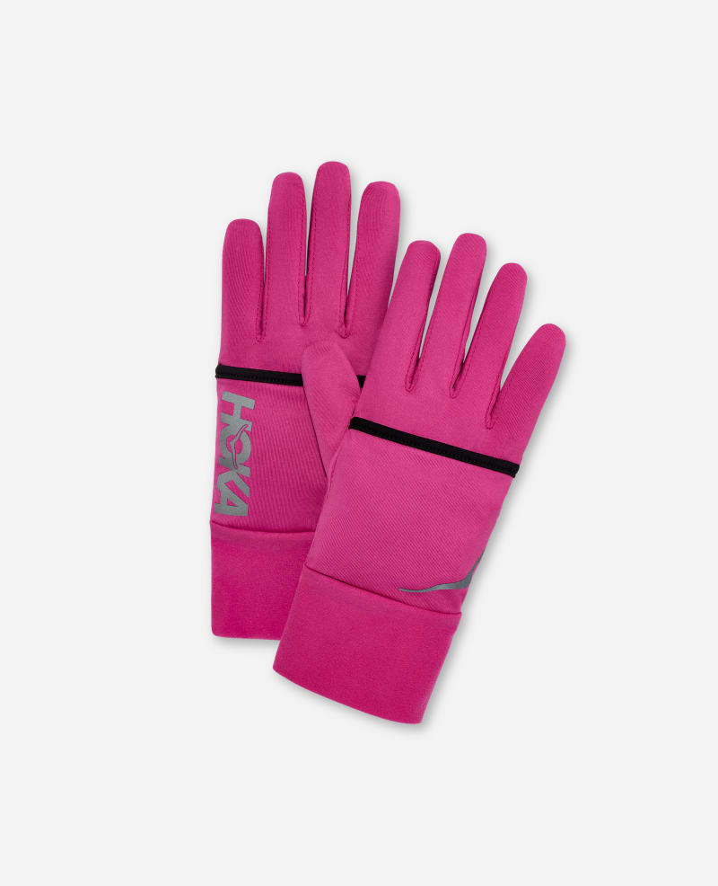 HOKA Coldsnap Fleece Gloves in Fuschia, Size Large