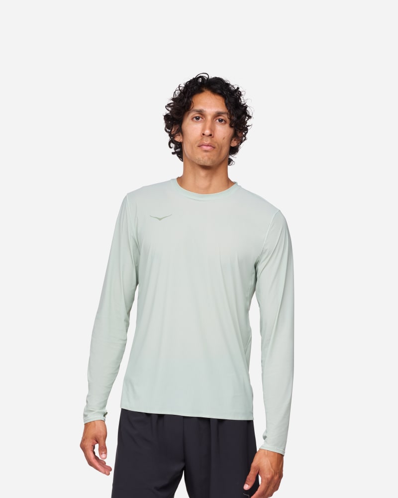 HOKA Men's Airolite Run Long Sleeve in Aloe Vera, Size XL