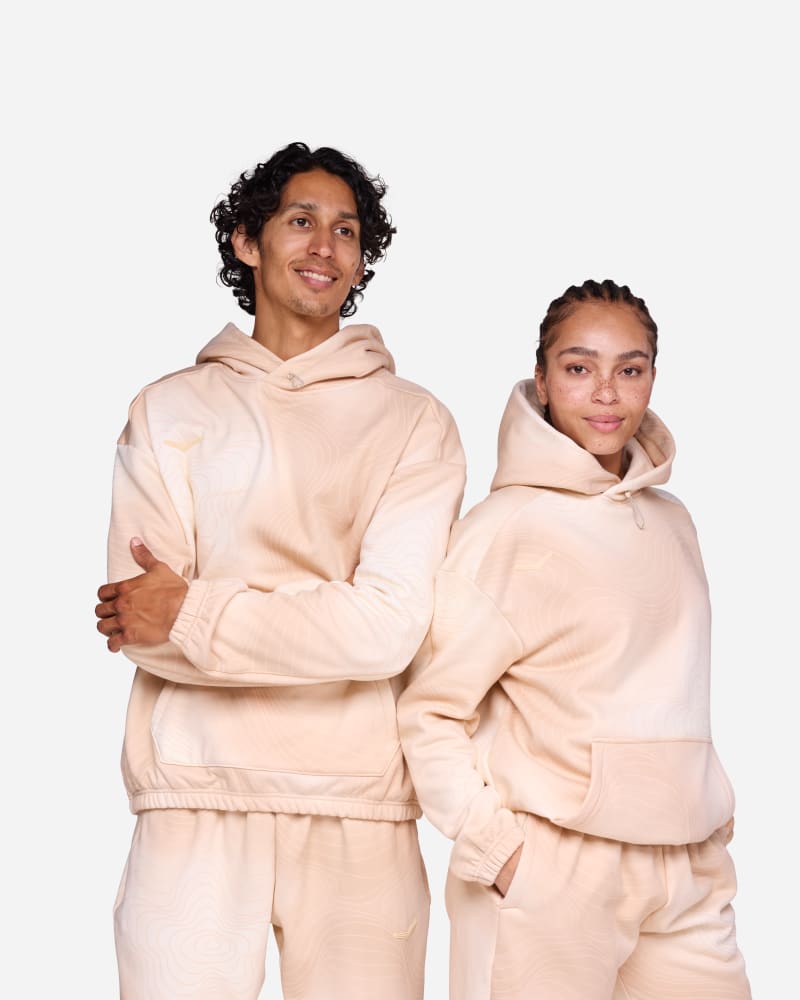 Hoka Essential Hoodie in Beige Cloud Topo, Size XL