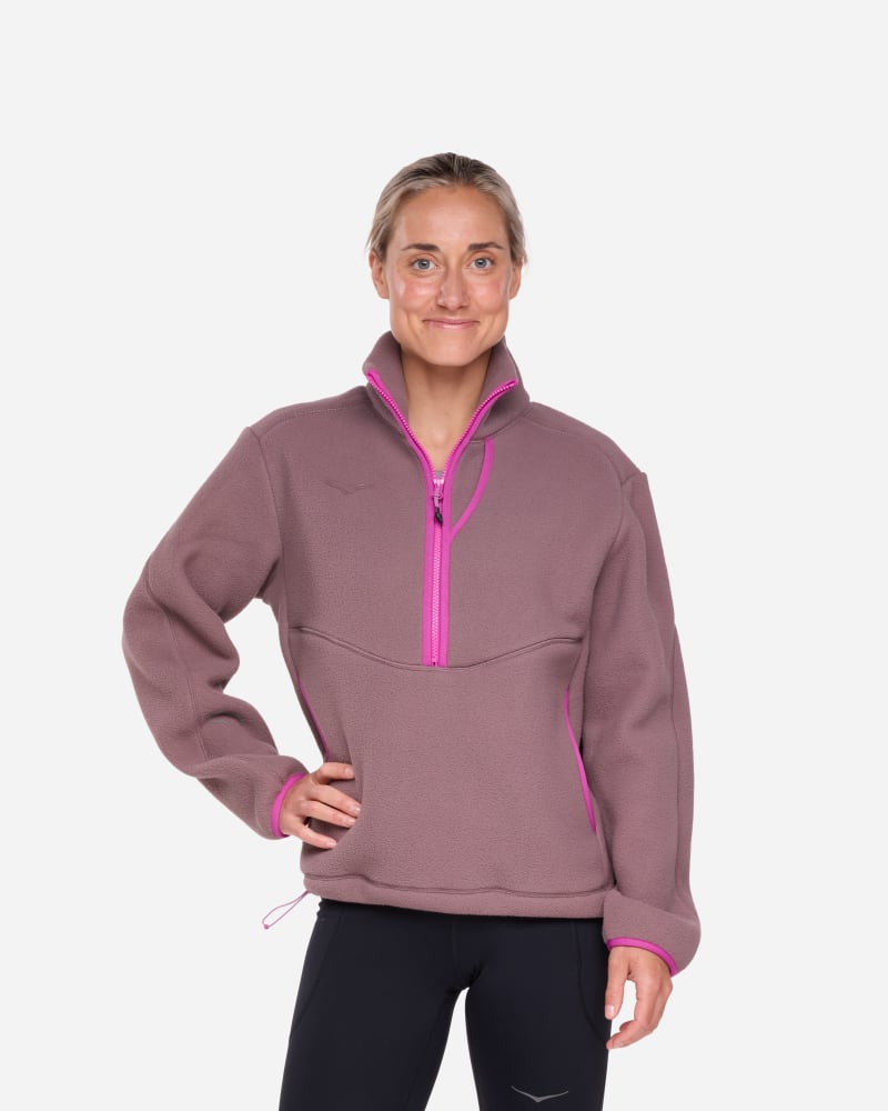 HOKA Ridgetop-fleece met halve rits voor Dames in Smokey Quartz, maat S | Fleeces En Hoodies