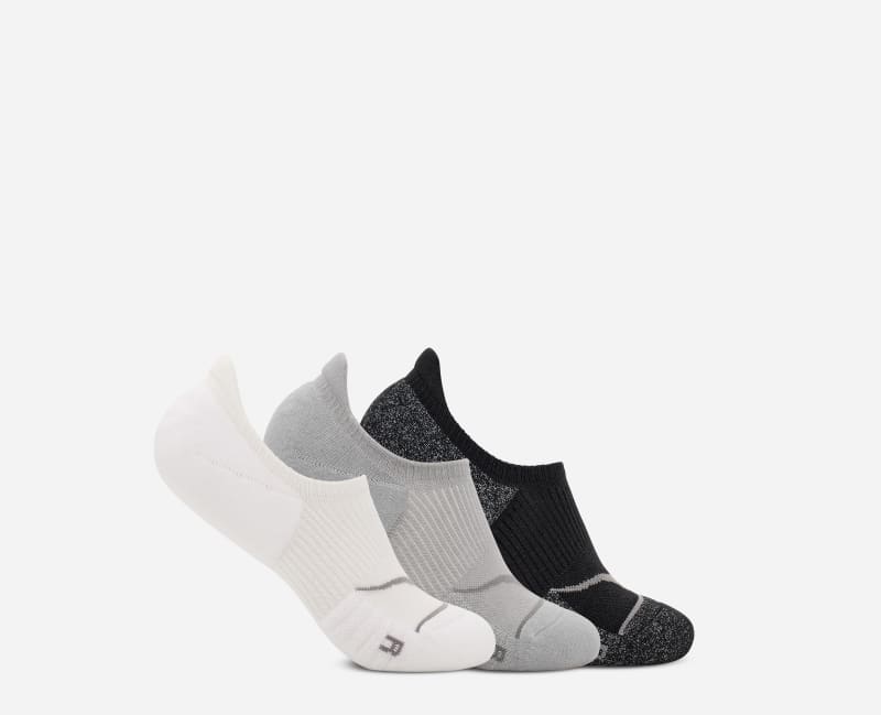 HOKA Lot de 3 paires de chaussettes invisibles en Wht/Stellar Grey/Black Taille L