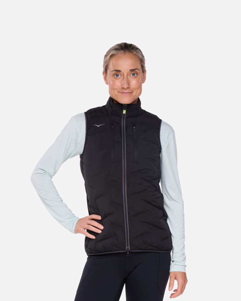 HOKA Women's Skyfill Run Vest Jacket in Black, Size XL