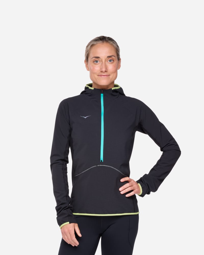 HOKA SkyGlow Half-Zip voor Dames in Black, maat 2XL | Shirts Met Lange Mouwen
