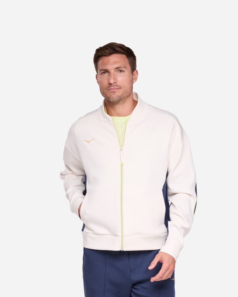 HOKA Men's Kaitoro Knit Jacket in Alabaster/Varsity Navy, Size Large