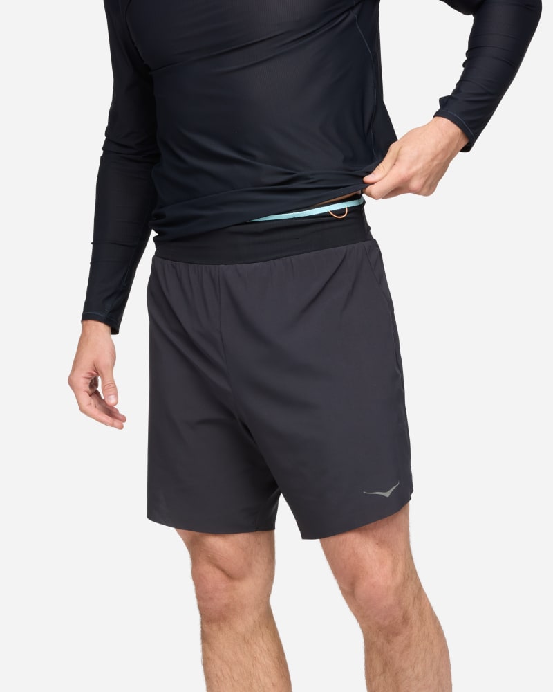 HOKA Men's Skyglide Trail Short in Black, Size Medium
