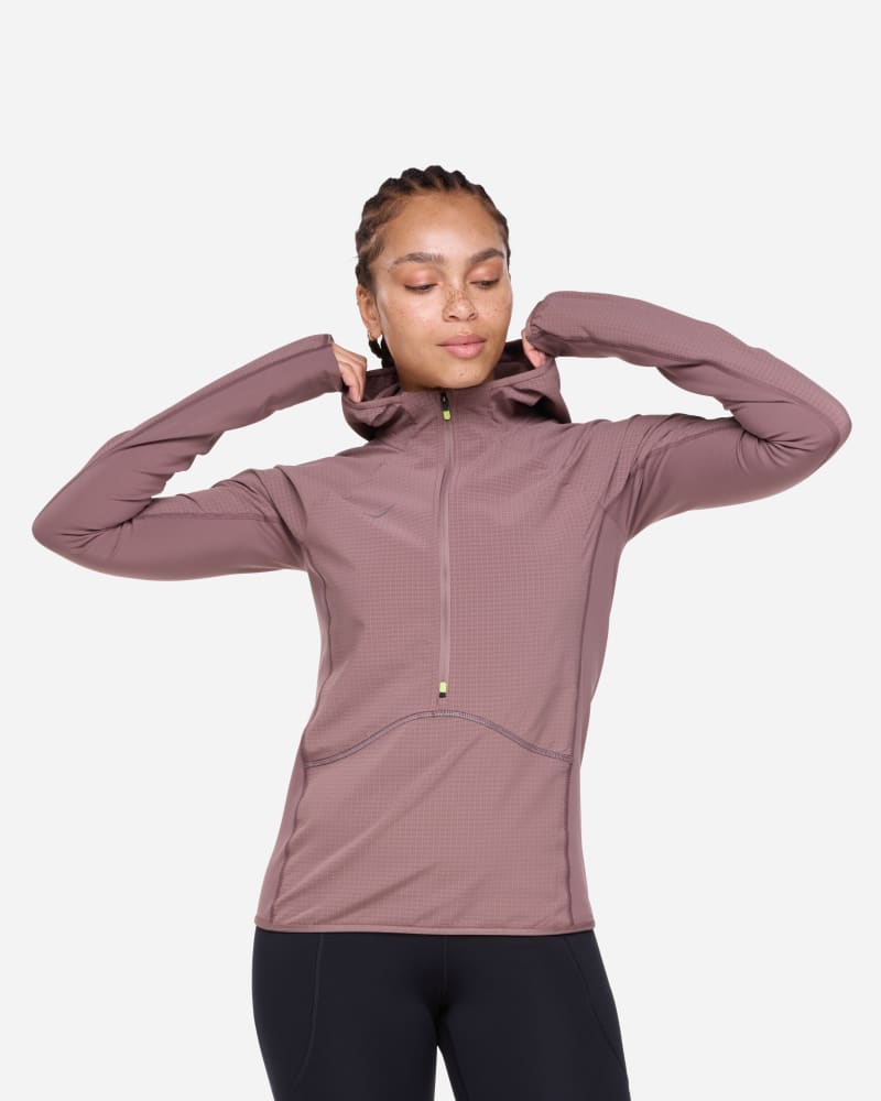 HOKA Women's SkyGlow Half-Zip in Smokey Quartz, Size Small
