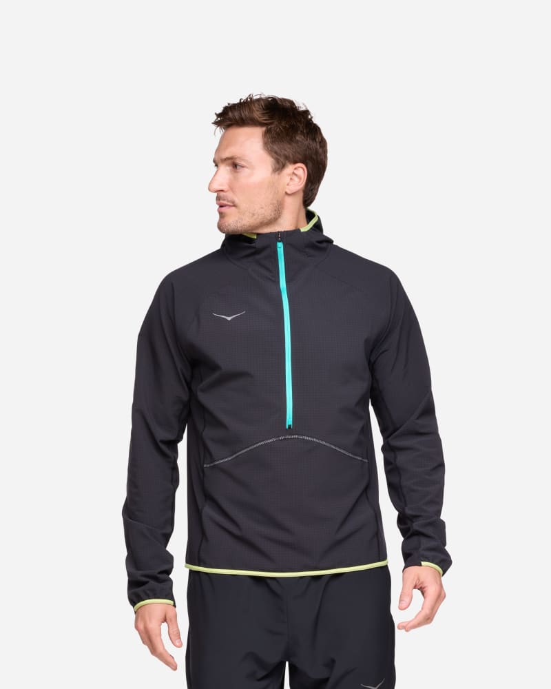 HOKA Men's Skyglow Half-Zip in Black, Size Small
