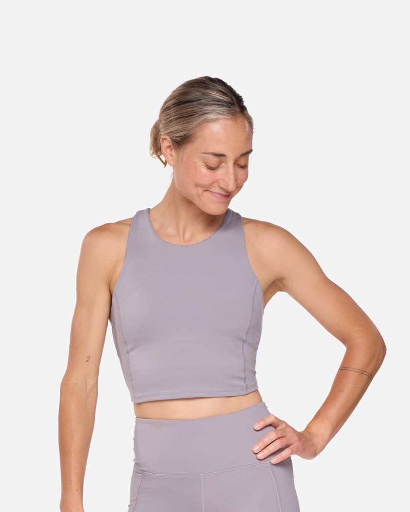 HOKA Women's Elaro Crop Bra in Astral, Size XXL