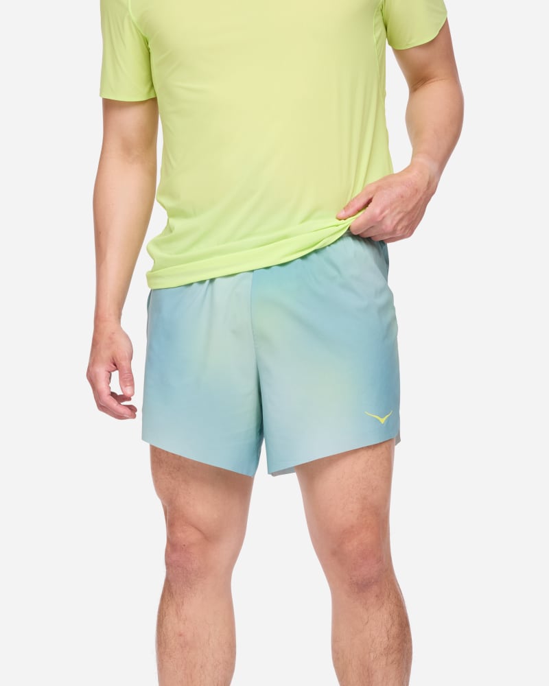 HOKA Men's Glide 5'' Short With Brief in Run Print, Size XXL